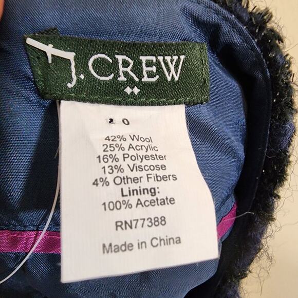J. Crew factory NWT black & blue wool blend tweed plaid pencil skirt womans sz 0 - Picture 2 of 8